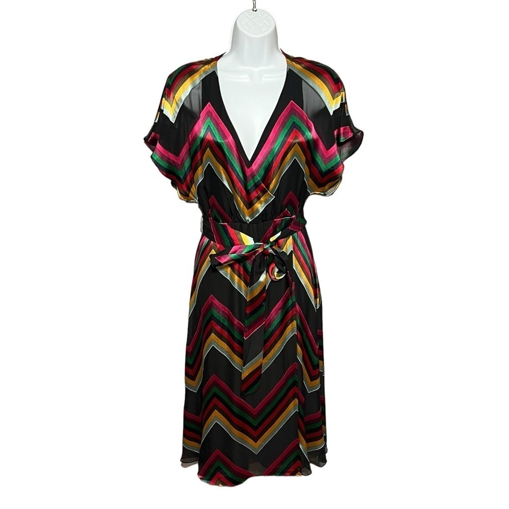 Alice + Olivia Lexa Dress Chevron Rainbow Stripe Women’s Size 2/XS